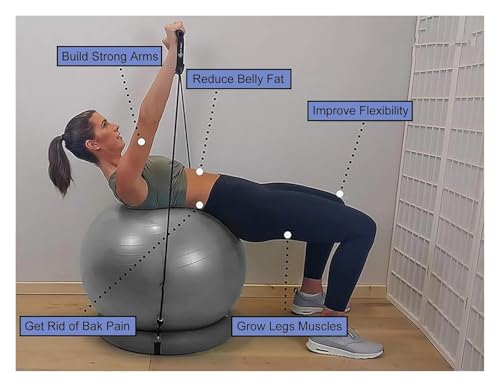 Yoga Ball Chair,Yoga Ball，Exercise Ball, Balance Ball Chair with Adjustable Band & Stability Base Home Yoga Chair for Exercise/Improving Health Pregnancy Birthing Balls Seat(Green,Diameter 65cm ( 25 5