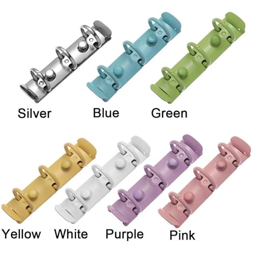 A5 ring binder Ring Binder Mechanism 10pcs 3 Hole Metal Refillable Loose Leaf File Folder Clip Accessory(Green)