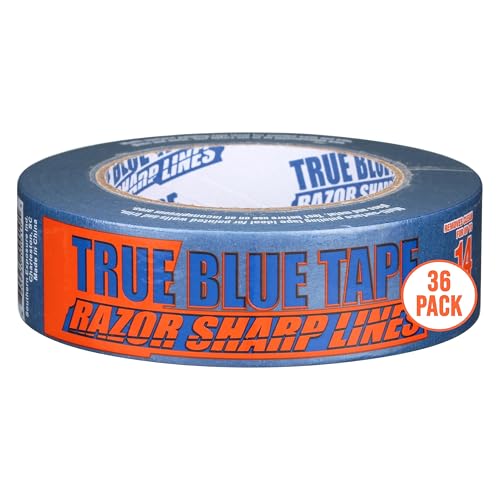 True Blue Premium Blue Professional Painter’s Masking Tape – Indoor and Outdoor Use – Commercial Grade - Available in 2 Widths – Works on a Variety of Surfaces (1.5 Inch, 36-Pack)