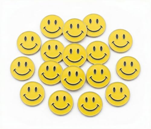 Bulk Deluxe 50 Pack of Happy Face Lapel Pins - Enamel on Zinc Alloy with Rubber Backing