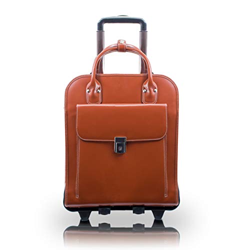 McKlein LA GRANGE, Top Grain Cowhide Leather, 15" Leather Detachable -Wheeled Ladies' Laptop/Computer & Tablet Business Briefcase Bag/Women's Rolling Overnight Travel Bag, Removable trolley case