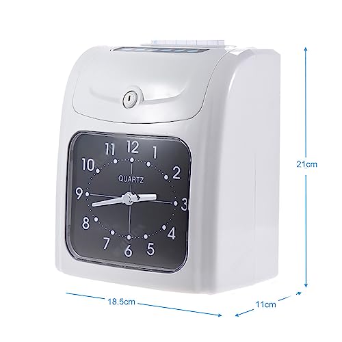 CHANGLKJ Time Card Machine, Employee Time Clock with 50 Cards and 2 Security Key, External Bell Interface and Retro Pointer Clock Display, Convenient Simple to Card, for Factories, Companies