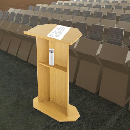WUSILILU Mobile Presentation Stand,Rolling Conference Lectern Podium w/4 Wheels,66LBS Capacity Movable Portable Speech Stand for Classroom Church Conference