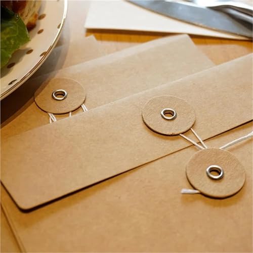 Durable 100-200 Pcs Kraft Paper Envelopes with String Tie Closure Project Pockets Document Organizer, 4.53 X 6.7 Inches(200pcs)