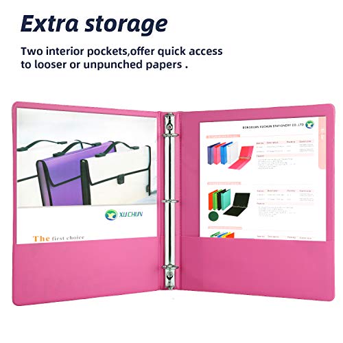 XUCHUN 3 Ring Binders 1 Inch,Clear View Binder with 2 Pockets, Holds 225 Sheets 8.5x11 Inches Paper, Customizable Cover & Spine, Large Capacity Binders for Office, School, Home, Business 6 Pack