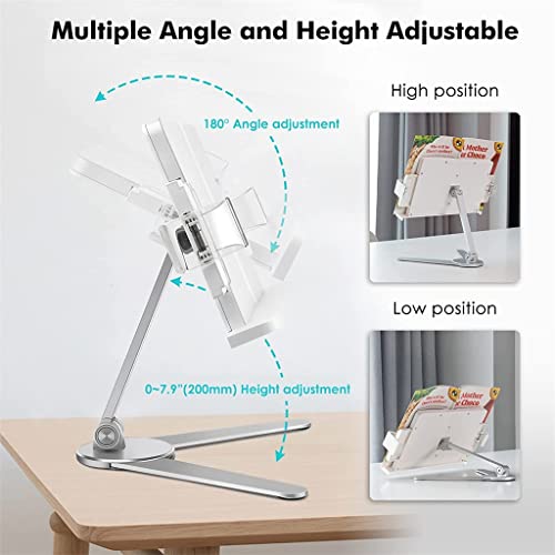 CVXSDFI Foldable Reading Book Stand Cookbook Holder Desktop Adjustable Height&Angle Bracket