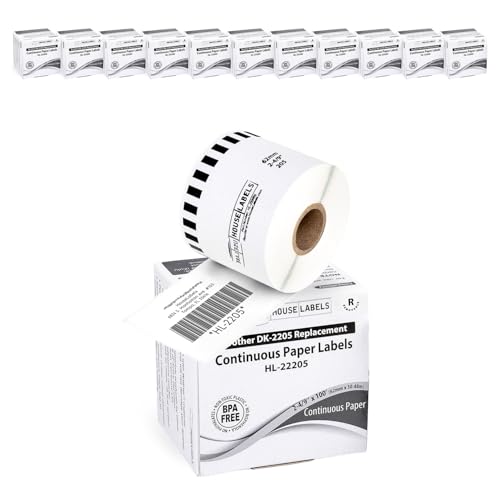 HouseLabels Compatible with Brother DK-2205, 2-4/9" x 100'