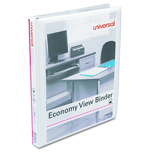 Universal Economy Round Ring View Binder, 1/2 Capacity, White, pack of 6