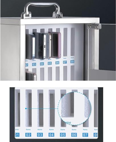 CZHIXG Wall-Mounted Stainless Steel Cell Phones Storage Cabinet, Pocket Chart Storage Locker Box, with Handle and Security Lock for Classroom Office (24 Slots)-1