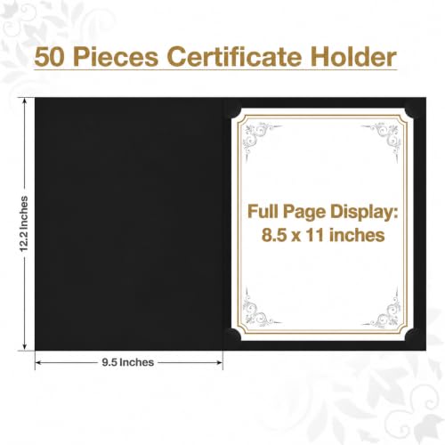 Black Certificate Holders (100 Packs), Diploma Covers Gold Foil Border