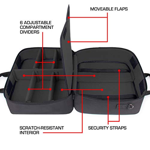 USA GEAR Projector Case - Portable Projector Bag Compatible with Epson Home Cinema 1060, GooDee 2020, YABER Y30, and More Movie Projectors - Scratch Resistant and Customizable Interior (Black)