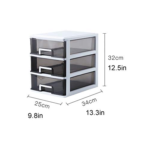 EliteBloom Desktop Filing Cabinet - 2/3/4 Drawers File Cabinet/Office Supplies Desk Storage/Jewelry Organizer Box/Cosmetic Storage.,3 Layers