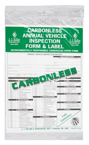J. J. Keller Annual Vehicle Inspection Report Form and Label, 10 Pack
