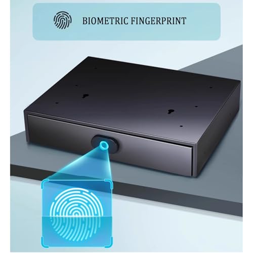 TXGJWRA Biometric Fingerprint Under Desk Drawer Storage, Pull-Out Office Hidden Safe Silent Sliding Secure Mounted Below Table,350mm