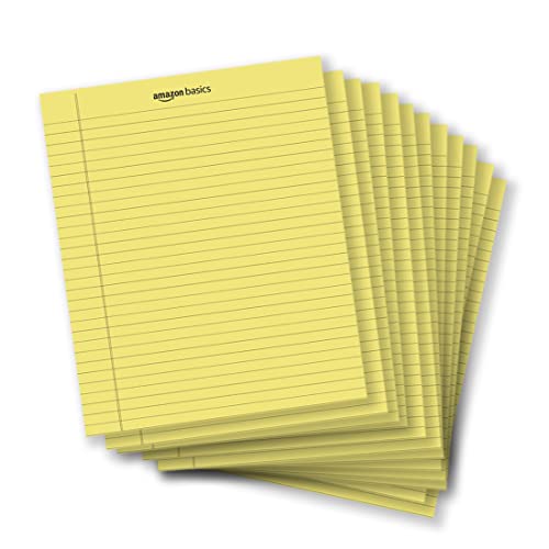 Amazon Basics Legal/Wide Ruled 8.5 x 11.75 inch Legal Pad, Canary, 72 Count (Pack of 12), 50 sheets per pad, 6 packs per carton