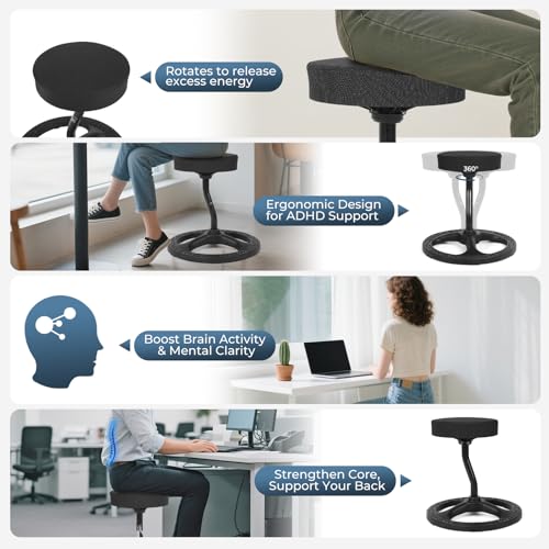 beyond SMART ADHD Chair for Child Adults, Stool Fitness Seat, for Stability, Balance, Yoga, Office, School, Wellness, Active Sitting with Non-Slip Base and Washable Seat Cover