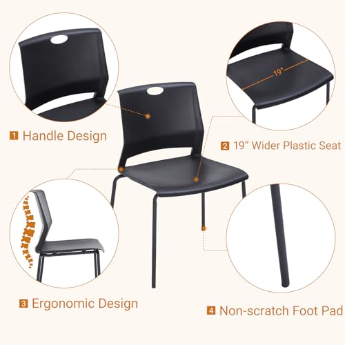 Sidanli 12 Pack Stacking Office Chairs, Scratch Free Structure, Black