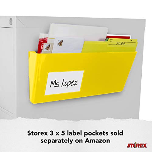 Storex Legal-Size Magnetic Wall Pocket – Plastic File Organizer, Heavy-Duty Magnet Holds 5lbs, Smoke, 6-Pack (70326U06C)