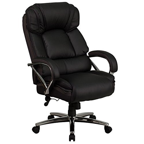 BizChair 500 lb. Big & Tall Black LeatherSoft Executive Swivel Arm Ergonomic Office Chair