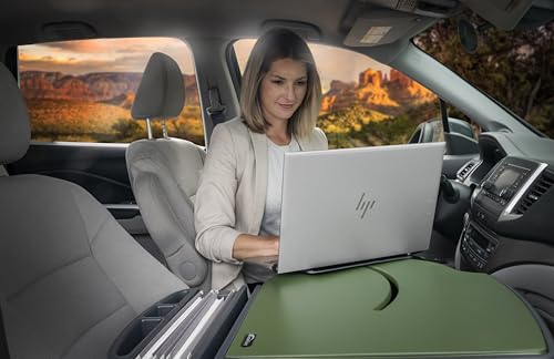 AutoExec Roadmaster Car Desk for Your Vehicle Workstation and Mobile Office, Army Green with Printer Stand