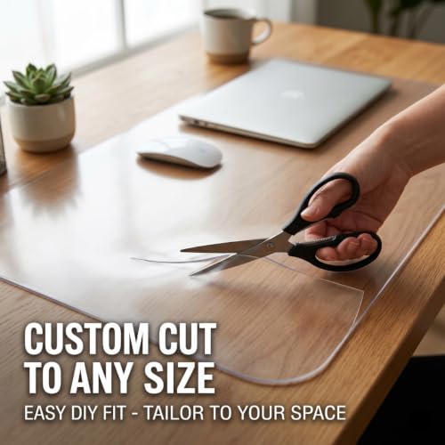Transparent 42x82 in Small Office Desk Blotter Mat Clear Plastic Table Protector Cover Pad PVC Topper Surface Proection Mat Pad Anti Scratch Table Mat Glass End Table Protector Waterproof Easy Clean