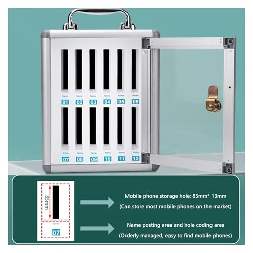 Cell Phone Locker, Cell Phone Locker Box, Wall Mounted Phone Box with Lock Pocket Chart for Classroom(49 * 19 * 36.5CM)