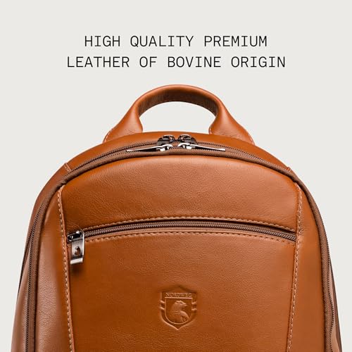 Nordweg Eagle Leather Laptop Backpack, 24 L, 2 Compartments, Caramel
