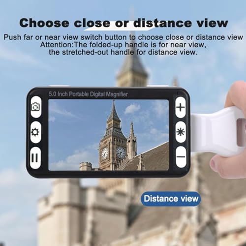5 Inch Portable Digital Video Magnifier,Handheld Electronic Reading Aid with 2x-48x Zoom,26 Colour Modes,/av Output for Low Vision and Elderly,Black