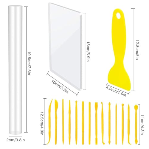 QVEZPRYX Clay Tools 17 Sets Acrylic Stick Carving Scraper DIY Sculpture Auxiliary