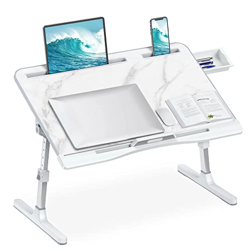 HETTHI Bed Laptop Table Adjustable Foldable Laptop Stand 23.6×15.7in Marble