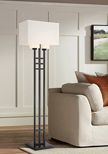 Ventano 64" Tall 2-Light Matte Black Floor Lamp Living Room