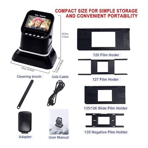Film & Slide Scanner, 135 Negative Scanner, 35mm, 135, 126, 127 Negative and Slide to Digital JPEG, 4.3 Inch LCD Digital Photo Converter