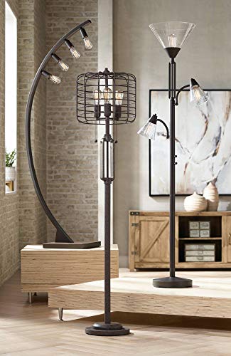 Warwick 71 1/2" Tall Tiger Bronze and Seeded Glass Torchiere Floor Lamp