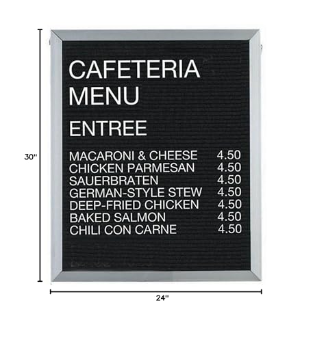 Aarco Open Faced Vertical Aluminum Frame, Black Felt Changeable Letter Board - 18" H x 24" W