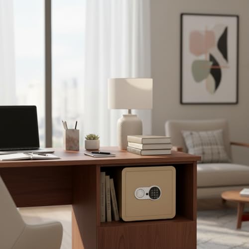 Smart Electronic Password Safe, Anti-Theft All-Steel Construction for Jewelry, Cash, Passports, Home, Hotel Office Use (White A)