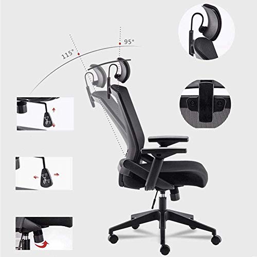 Leisure Chairs Office Chair High Back Swivel Mesh Chair Desk Chair Tilt Function Adjustable Armrest Headrest Seat Height 40 50cm Durable Strong