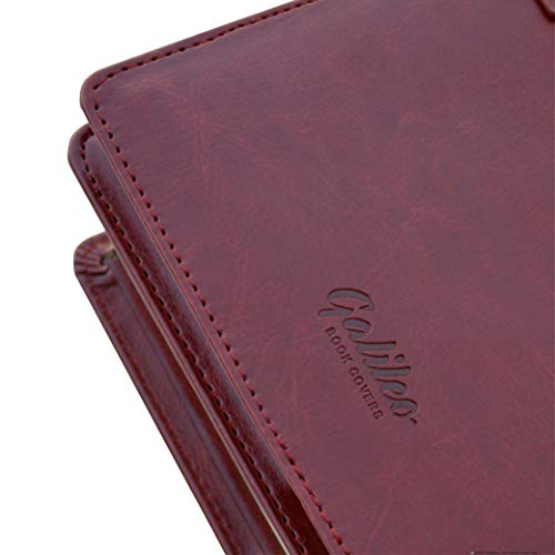 GALILEO® Double AA Big Book Cover & 12 Steps & 12 Traditions | Medallion Holder | AA Gift | Alcoholics Anonymous | PU Leather | AA Book Covers for Hardcover (Plain/Coin Pocket/Burgundy)