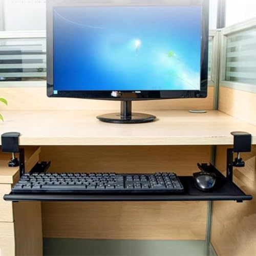 DIBAKO Ergonomics Desk Platforms，Retractable Keyboard Tray，Large Keyboard Platform Under Desk，Extender Drawer Multipurpose for Keyboard (Color : Black)