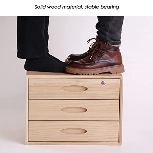 EliteBloom Solid Wood Storage Box - Desktop File Cabinet - with Lock Flat File Cabinet Storage, Desktop Drawer Cabinet, Wooden File Cabinet/Desktop Storage Cabinet/Data Cabinet (C 3 Drawer)