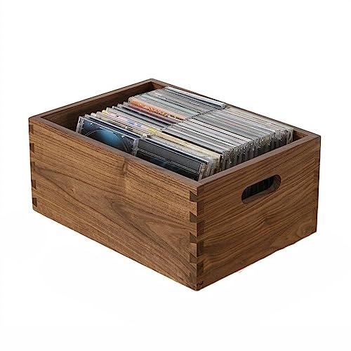 ZzleoyuUUs-12 record storage Vinyl Record Storage Crate Wooden CD Holder, Black Walnut Cube Organizer Lp Box, Case Desktop Organizer(Medium)