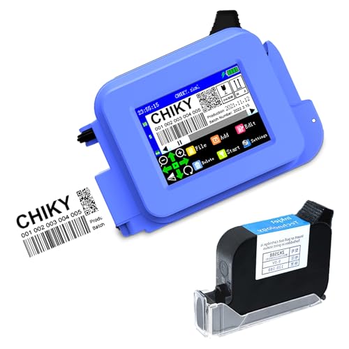 CHIKYTECH Upgraded Mini Inkjet Printer for All Materials, Portable Printing Machine for Date Time Barcode Logo Qrcode Batch Number Image Icons (Mini Inkjet Printer)