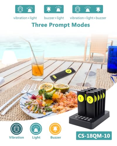 Wireless Restaurant Pager System Buzzers for Restaurant 10 Pagers