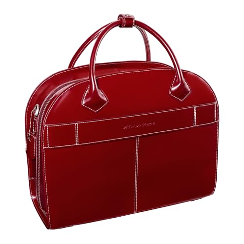 McKlein GLEN ELLYN15" Leather Detachable -Wheeled Ladies' Laptop/Computer & Tablet Business Briefcase Bag/Women's Rolling Overnight Travel Bag, Removable trolley case