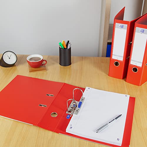 Oxford Set of 3 Smart Lever Arch Files A4 XL Spine 80mm 2 Rings Capacity 750 Sheets Black Red and Blue Polypro Cover