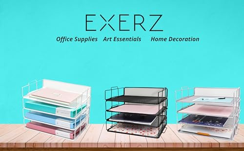 Exerz Paper Sorters 4pcs /Stackable Letter Trays 4 Tiers/File Trays/Desk Organiser - Metal - Office, School, Home