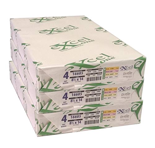 Excel One™ Carbonless 4-Part Reverse Paper (Gold/Pink/Canary/White), 8.5" x 14" (16605) - 125 Sets Per Ream - Three (3) Reams (375 Sets)
