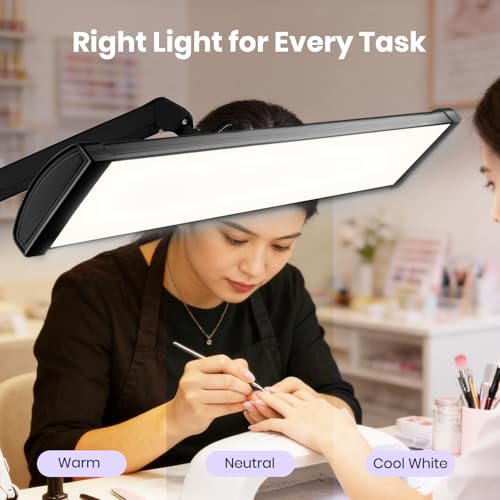 Neatfi 3,500 Lumens LED Desk Lamp, Dimmable, 26-Inch Shade, CCT (Black)