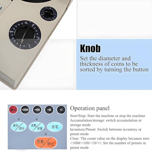 Eoweiot Coin Counter Sorter Machine,Heavy Duty Bank Grade Coin Sorter with Large Hopper,1200 Coins per Minute Counting Speed