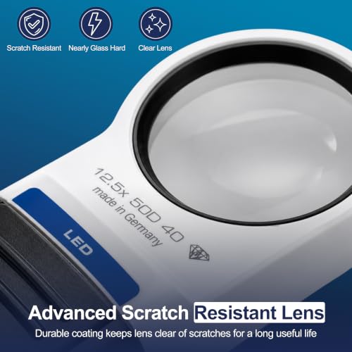 Eschenbach Mobilux LED Handheld Magnifier, 12.5X, 30 mm, 50D