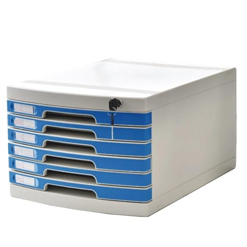 GUODDM 2/3/4/6-Tier A4 Document Plastic Storage Box - Desktop Drawer File Organizer With Lock, Office File Cabinet For Financial Receipts Paper Letters(6-layers)